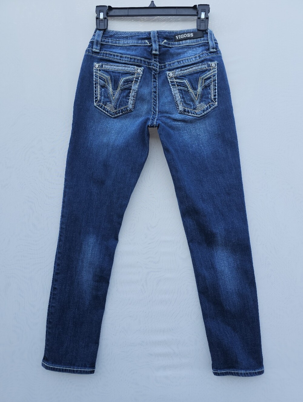 Vigoss Heritage Fit Capri Jeans Size 0 (25" Waist) Dark Wash Thick Stitching - Picture 12 of 15